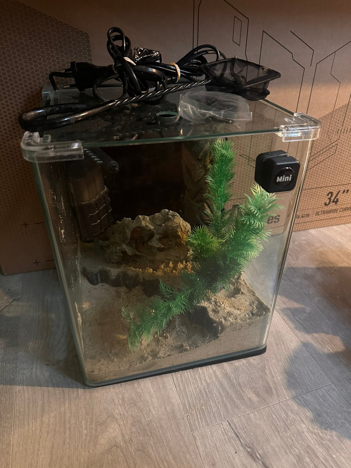 Dennerle Nano-Cube 20l incl. verwarming en filter + cover, Ophalen, Gebruikt