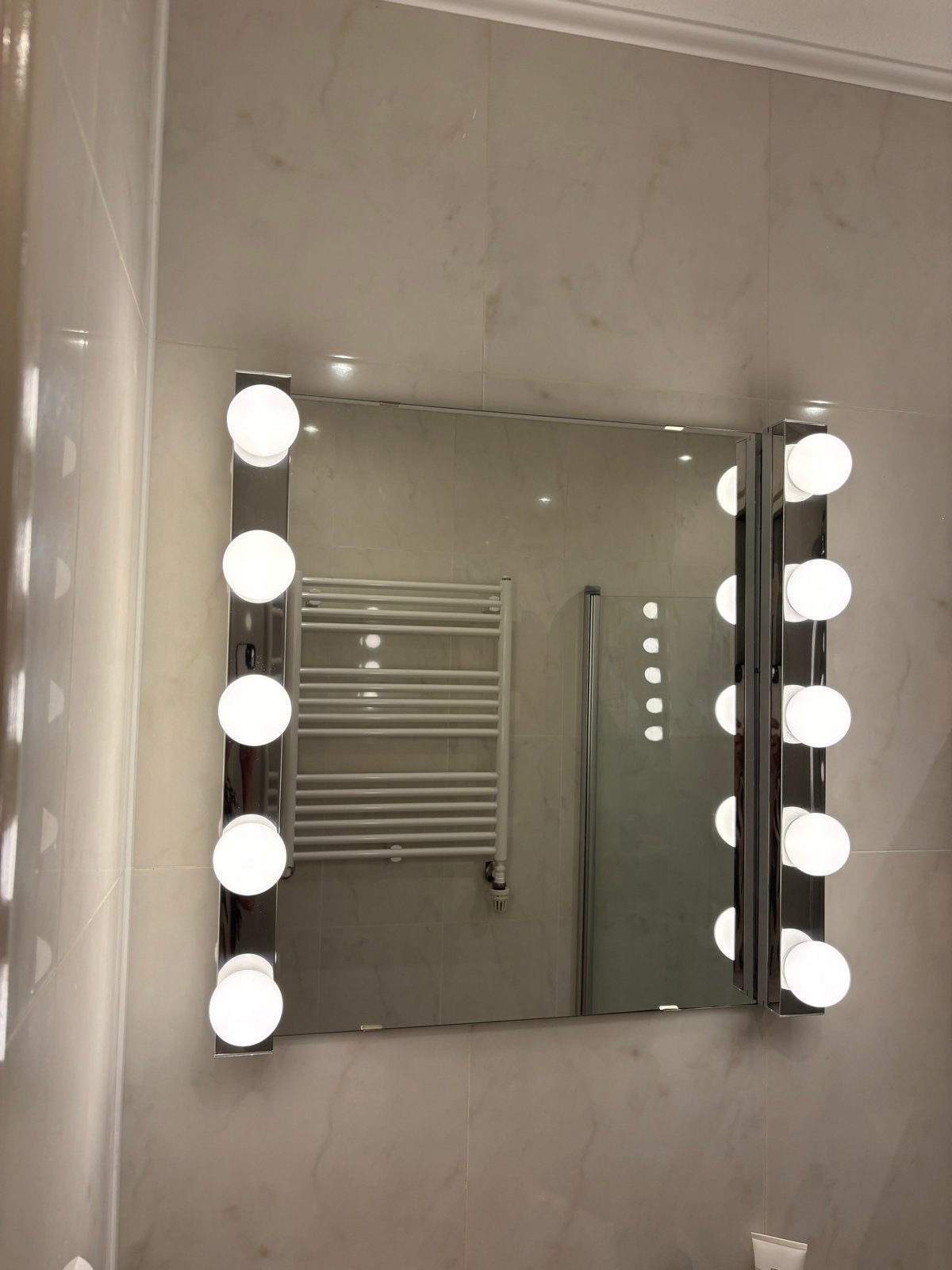 Luxe make-up/ Hollywood spiegel met goede verlichting 60x60, Huis en Inrichting, Ophalen, Vierkant, Zo goed als nieuw, Minder dan 100 cm