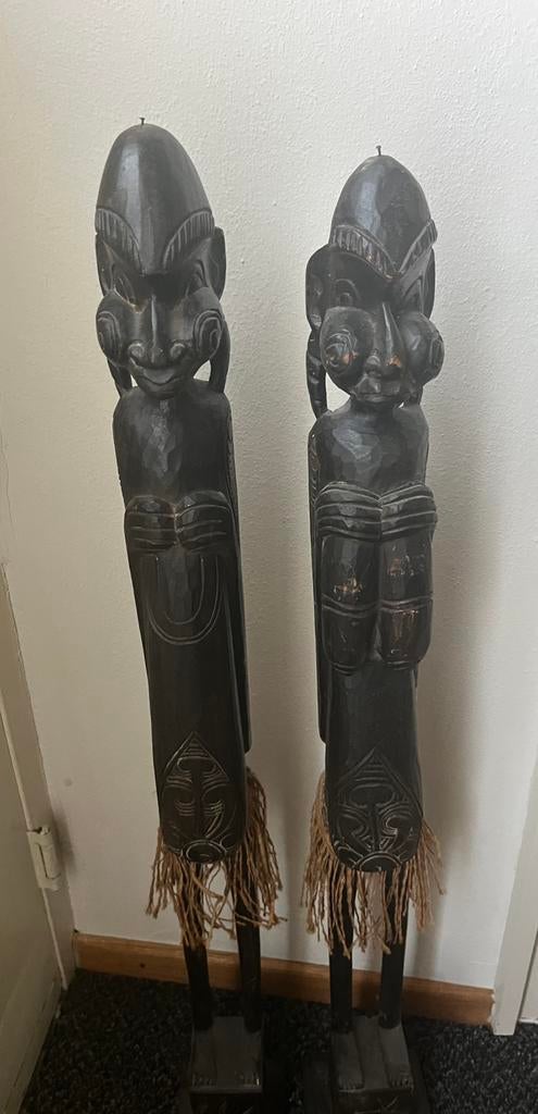 1 Mtr Hoge Oude Afrikaanse Houten Beelden etc/Afrikaans Doek, Ophalen of Verzenden