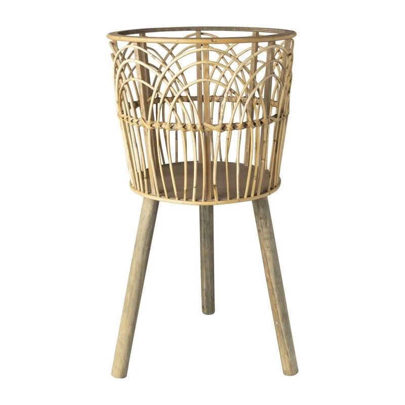 Rotan Plantenbak op Poten - Ø34x63 cm, Ophalen, Overige materialen, Gebruikt, Minder dan 60 cm