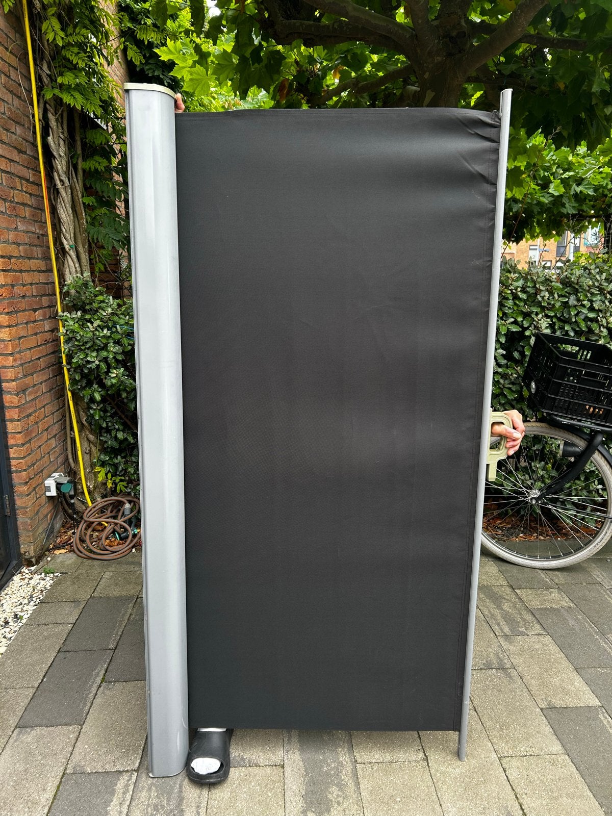 Zwart zijscherm/windscherm voor terras of balkon, Tuin en Terras, Ophalen, Gebruikt, Overige typen, 150 tot 300 cm