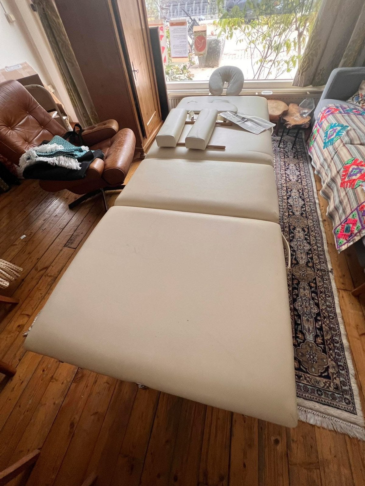 Massagetafel inklapbaar, houten onderstel, Sport en Fitness, Massageproducten, Ophalen, Zo goed als nieuw, Massagetafel