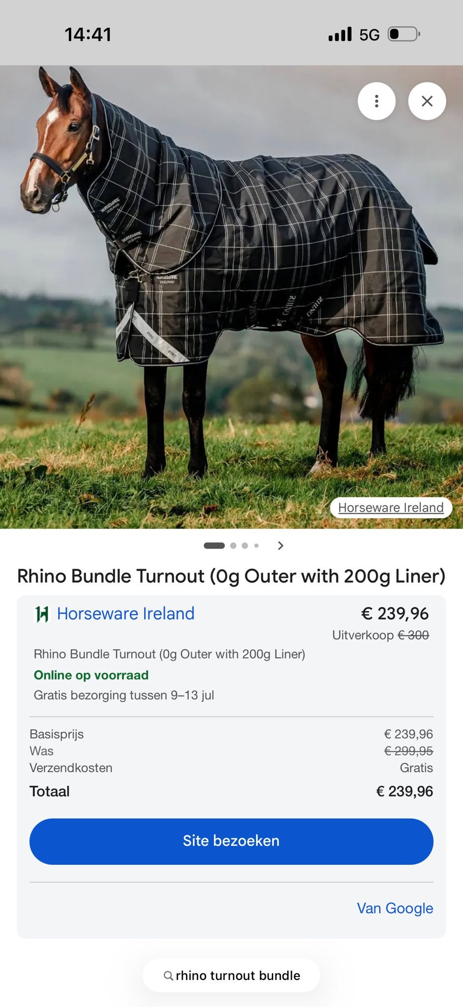 Horseware Rhino Winterdeken 185 compleet met liner en hals, Ophalen of Verzenden, Zo goed als nieuw