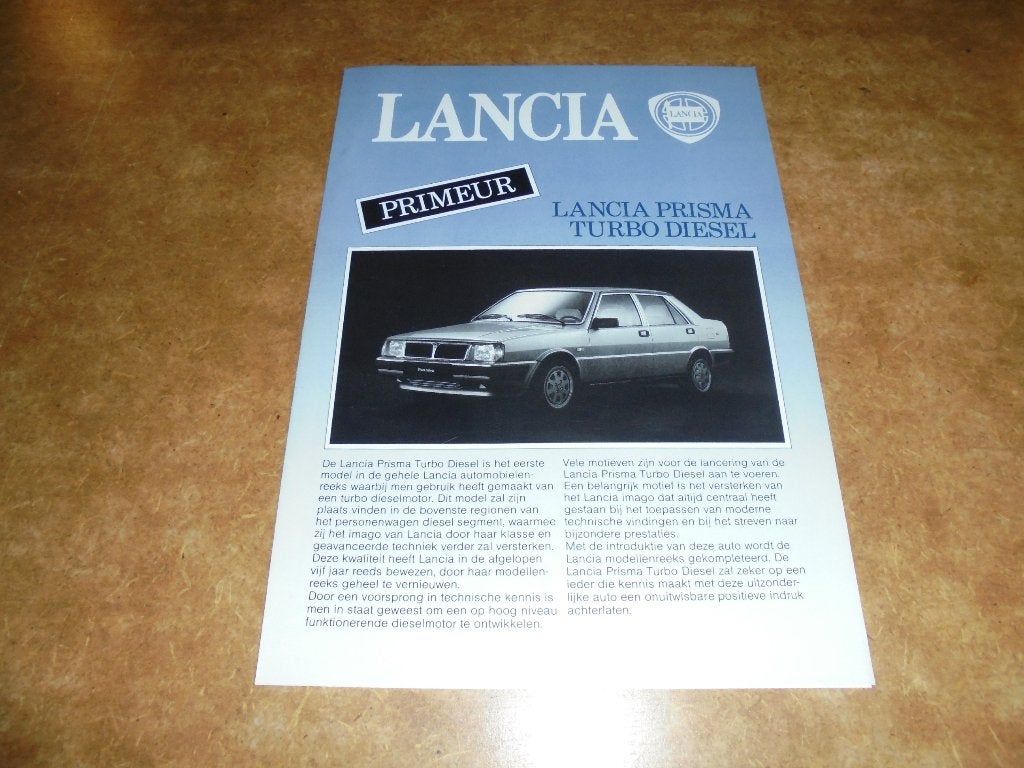 previewbrochure Lancia Prisma Turbodiesel, Ophalen of Verzenden, Nieuw, Overige merken