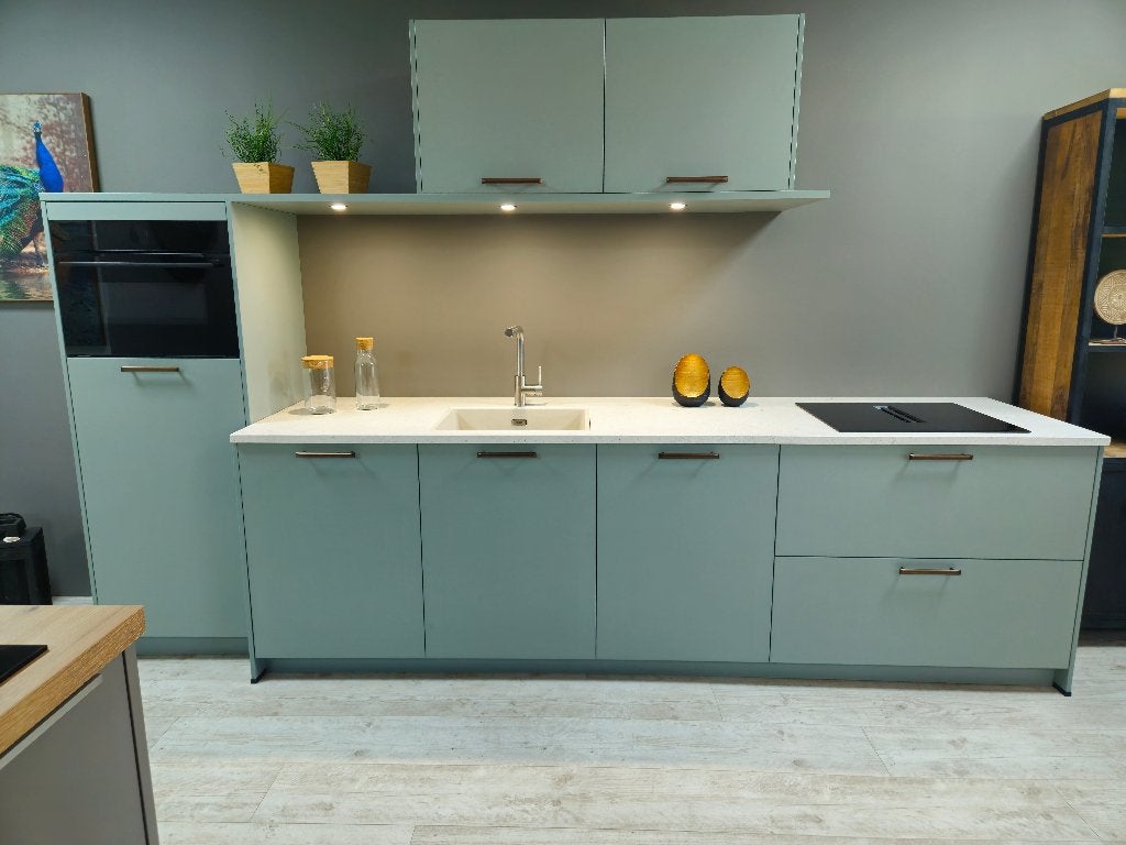 Showroomkeuken Häcker Eucalyptus, Ophalen, 75 cm of meer, Nieuw, 200 cm of meer