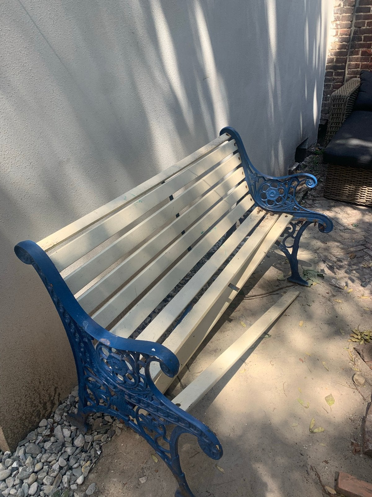 Tuinbank met gietijzeren frame - opknapper, Tuin en Terras, Tuinbanken, Ophalen, Gebruikt, Hout