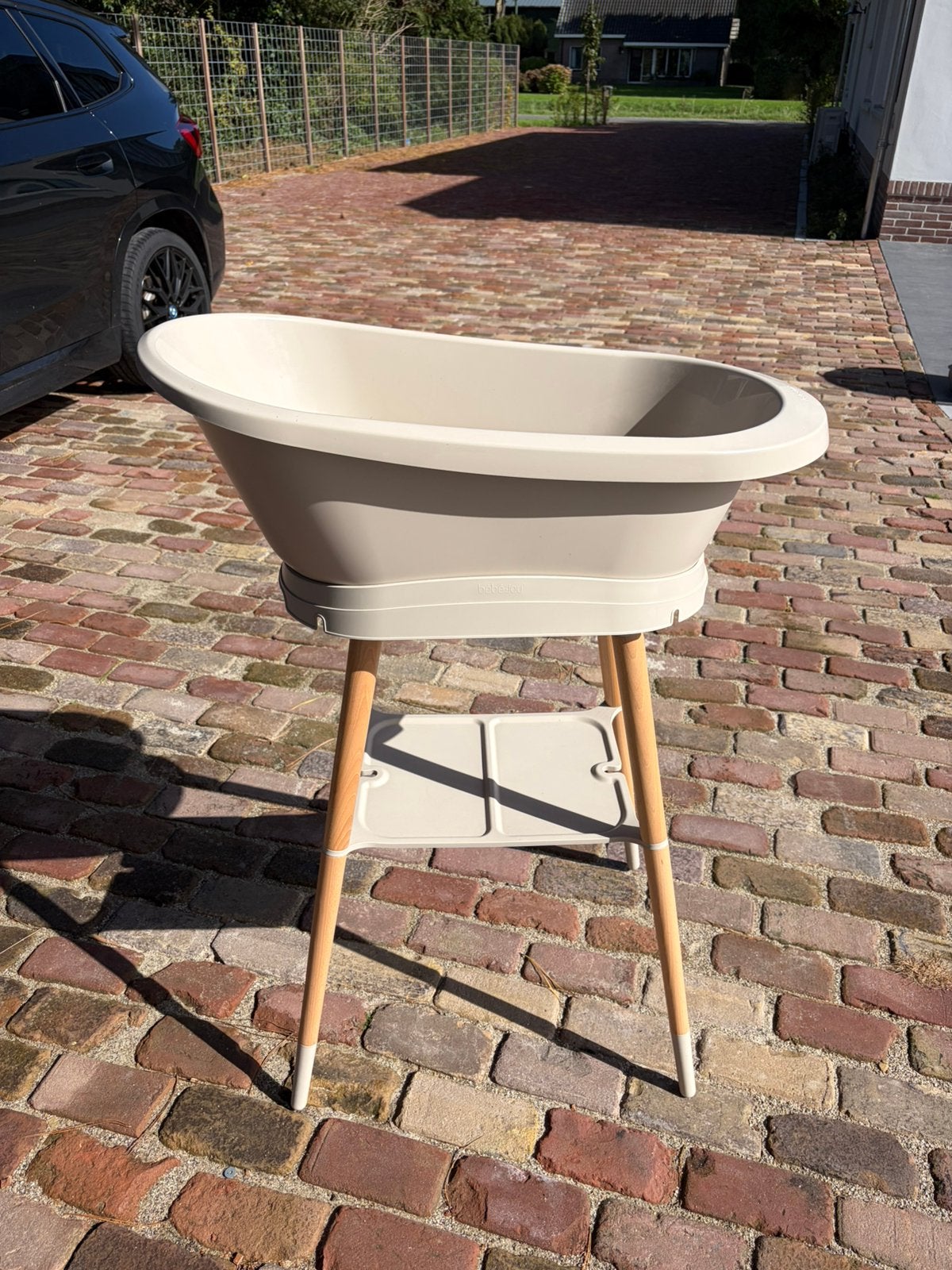 Bebejou baby badje creme/zand met onderstel, Ophalen, Zo goed als nieuw, Badje