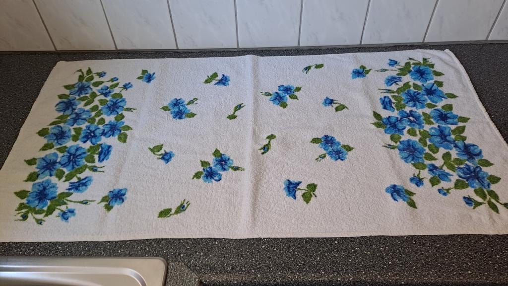 3 Vintage handdoeken De Haas & van Brero 92x50 cm, Blauw, Handdoek, Ophalen of Verzenden, Zo goed als nieuw