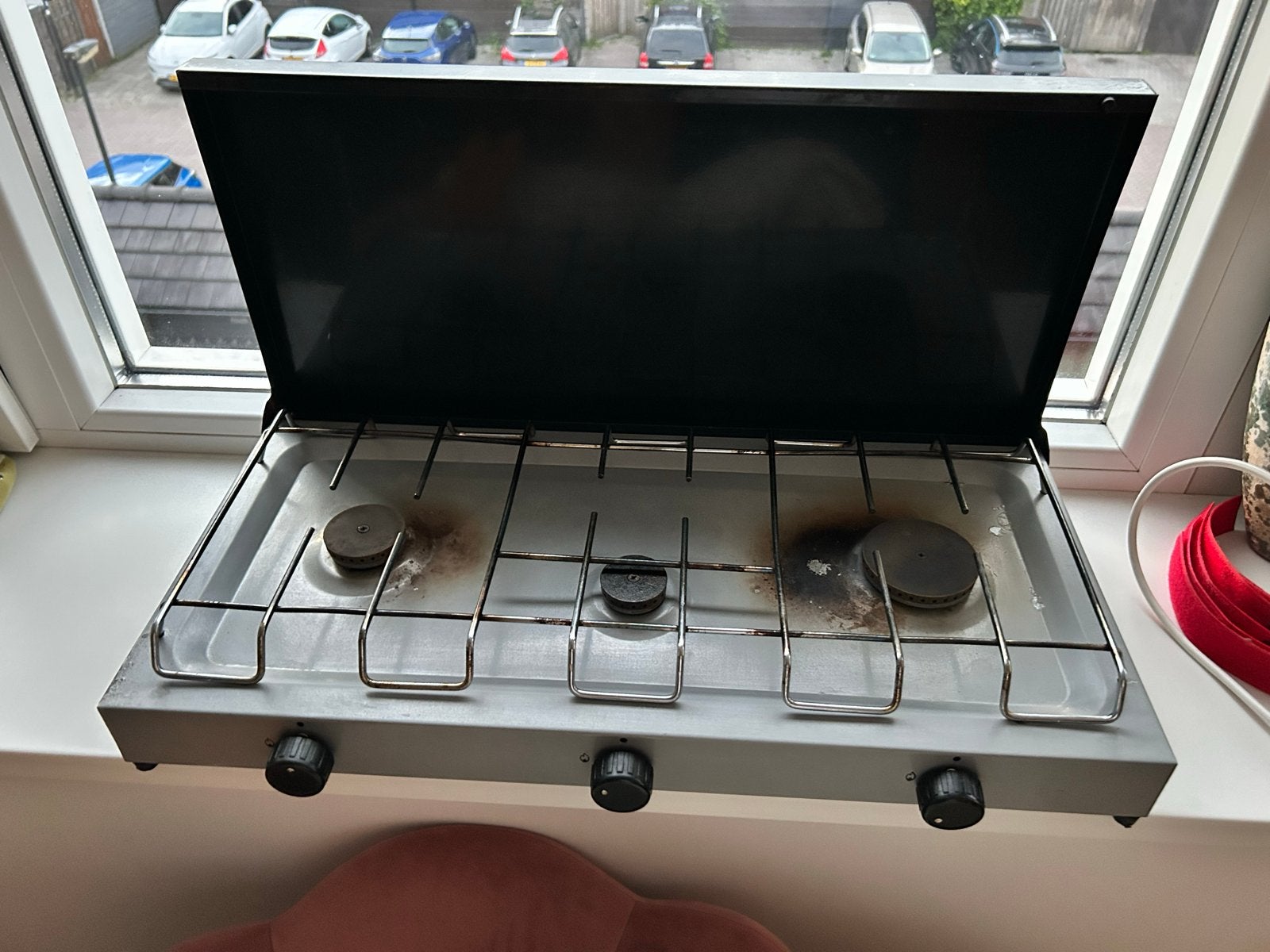 Draagbaar 3-pits gasfornuis voor camping of buitenkeuken, Ophalen, Gebruikt