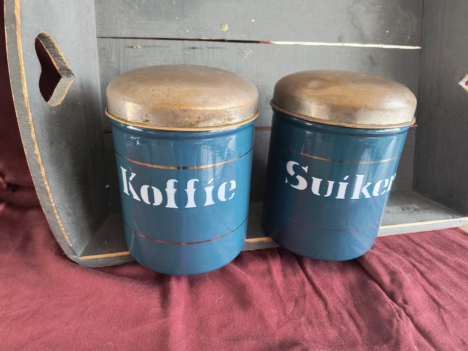 Vintage emaille voorraad bussen - Koffie en Suiker, Ophalen of Verzenden