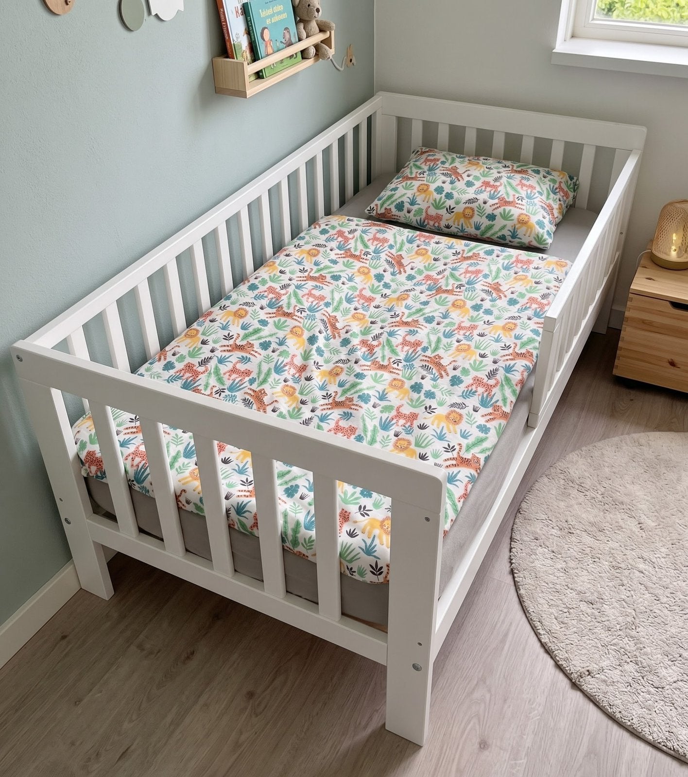 Petite Amélie Peuterbed 70x140 cm + Matras & Beddengoed, Kinderen en Baby's, 70 tot 85 cm, 140 tot 160 cm, Zo goed als nieuw, Ophalen