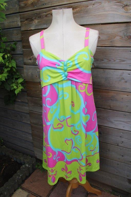 Jurk roze/ lime/ blauw K-design mt L Vaste prijs, Kleding | Dames, Jurken, K-design, Maat 42/44 (L), Ophalen of Verzenden, Zo goed als nieuw