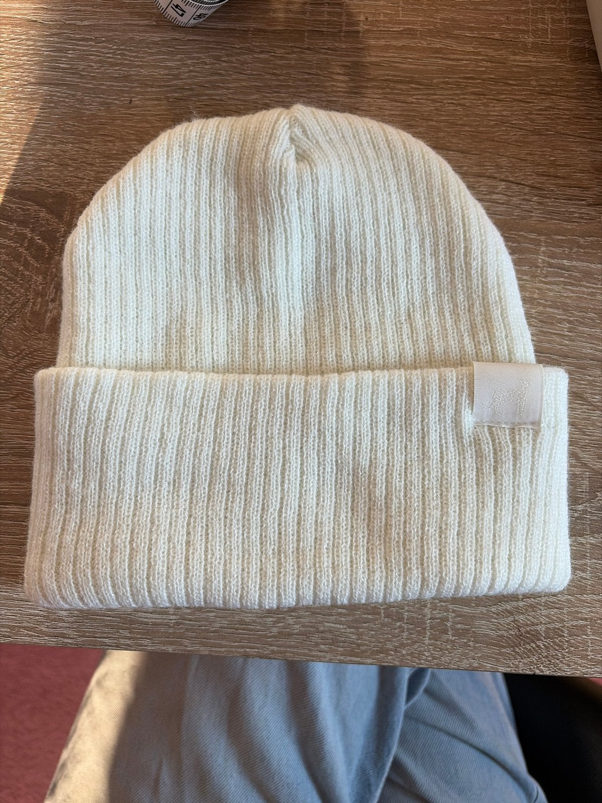 Witte gebreide muts, Verzenden, Zo goed als nieuw, Maat 38/40 (M), Muts