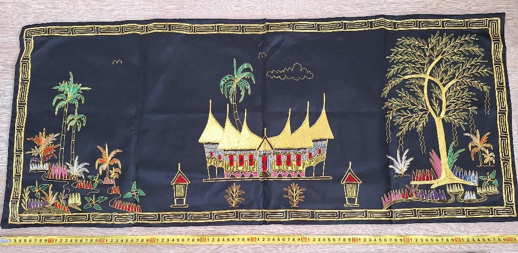 Mooi Indonesisch wandkleed Minangkabau, Oosters, Meerkleurig, Ophalen of Verzenden, Zo goed als nieuw