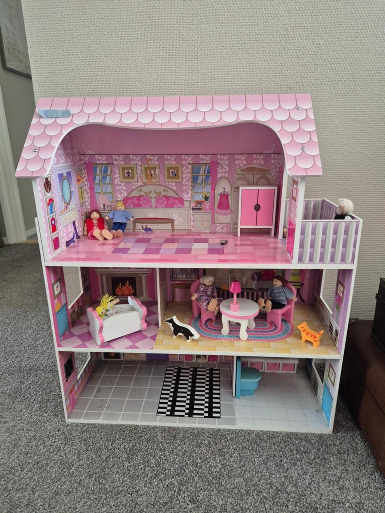 Poppenhuis roze, Ophalen, Zo goed als nieuw, Poppenhuis