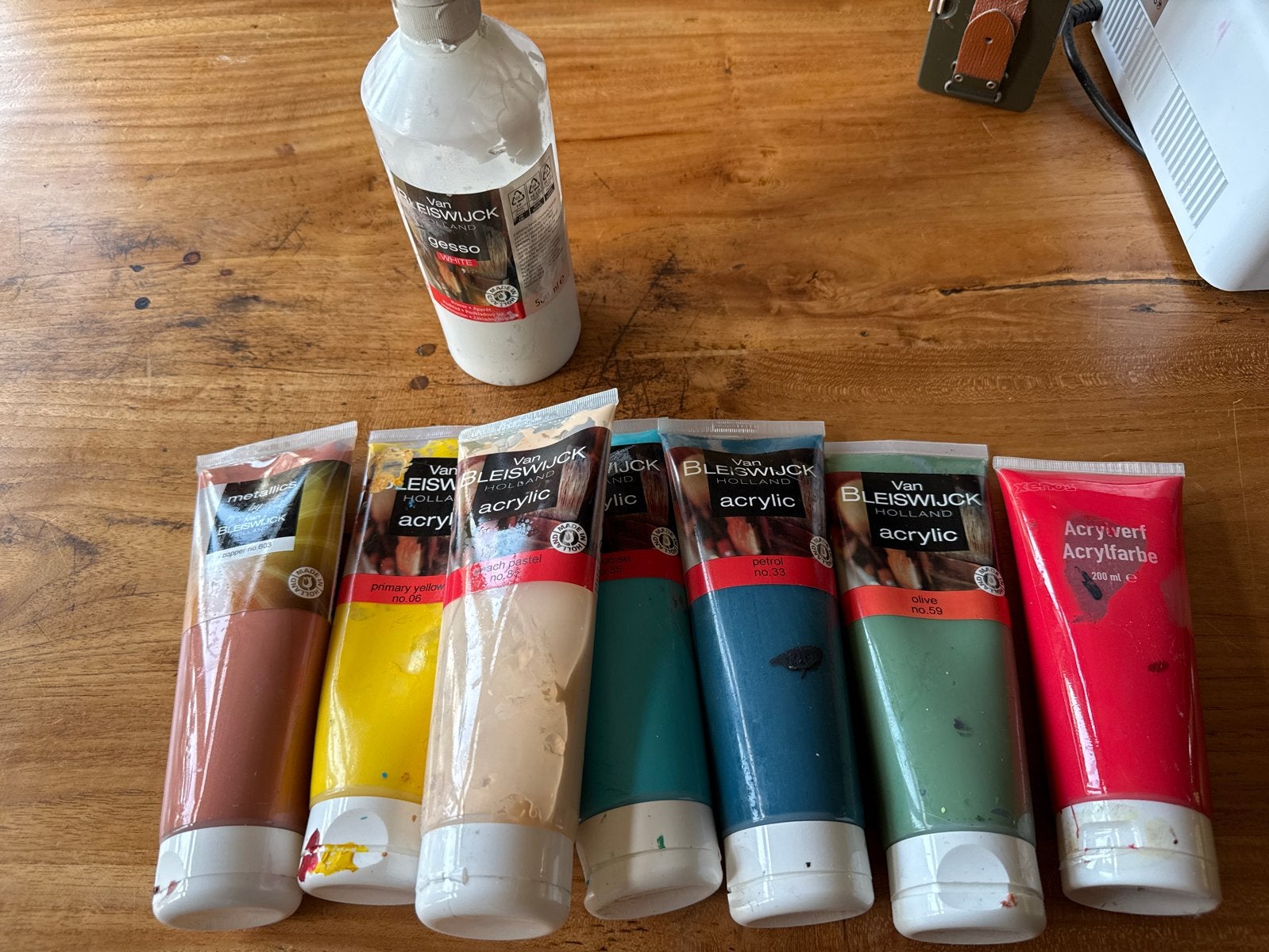 Acrylverf set met gesso van Van Bleiswijck, Ophalen of Verzenden, Zo goed als nieuw, Acrylverf