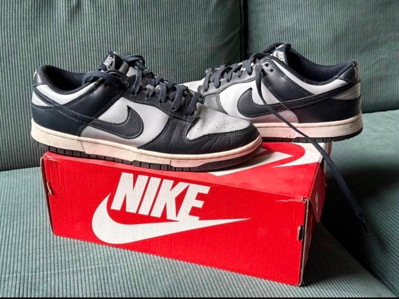 Nike Dunk Low Georgetown Retro Sneakers - Maat 45, Kleding | Heren, Ophalen of Verzenden, Gedragen, Blauw, Sneakers of Gympen