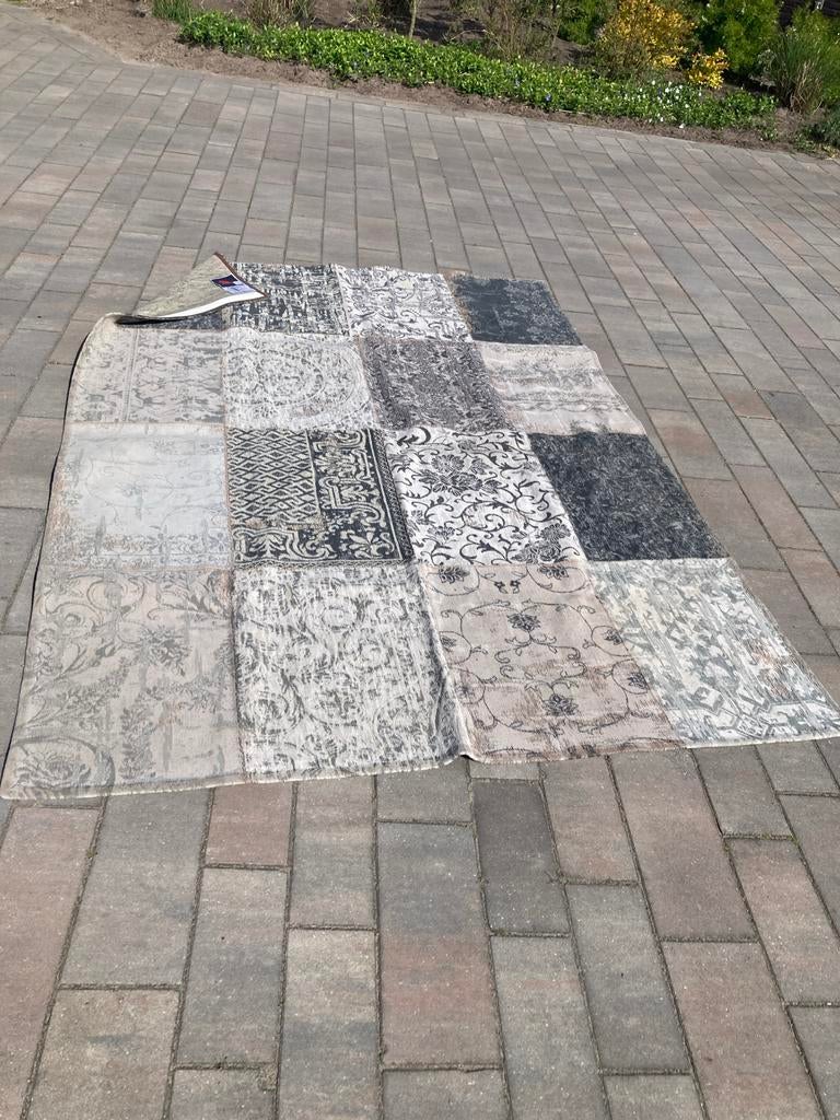 Patchwork Vloerkleed - Grijs/Zwart/Wit, Ophalen, Wit, 150 tot 200 cm, 200 cm of meer