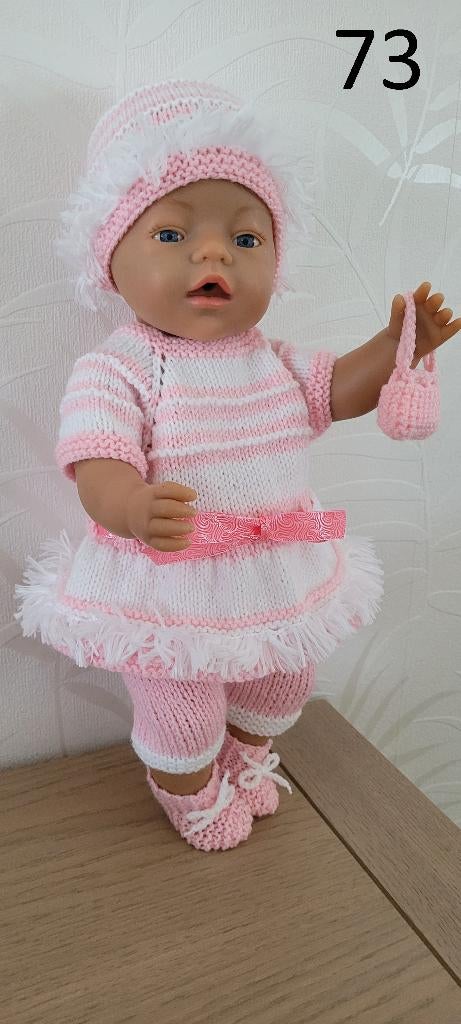 Gebreide kleertjes Baby pop 42 cm Nieuw, Ophalen of Verzenden, Nieuw, Babypop