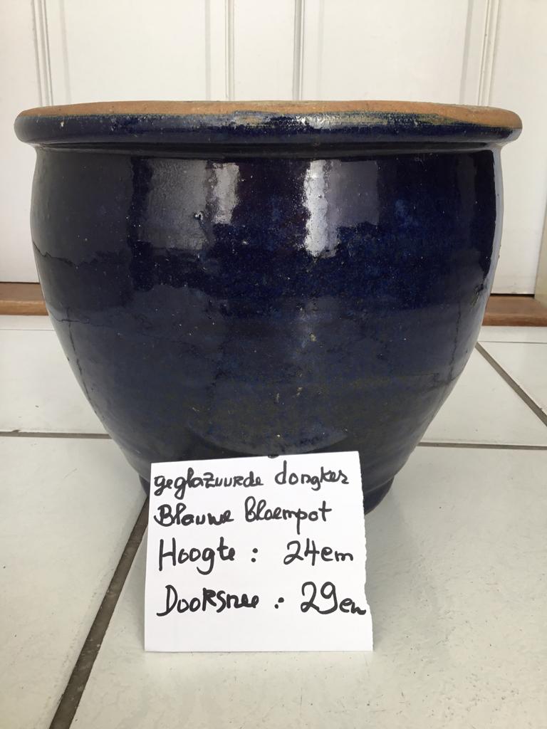Mooie Geglazuurde blauwe bloempot 🪴, Tuin en Terras, Bloempotten, Rond, Ophalen of Verzenden, Zo goed als nieuw, Aardewerk