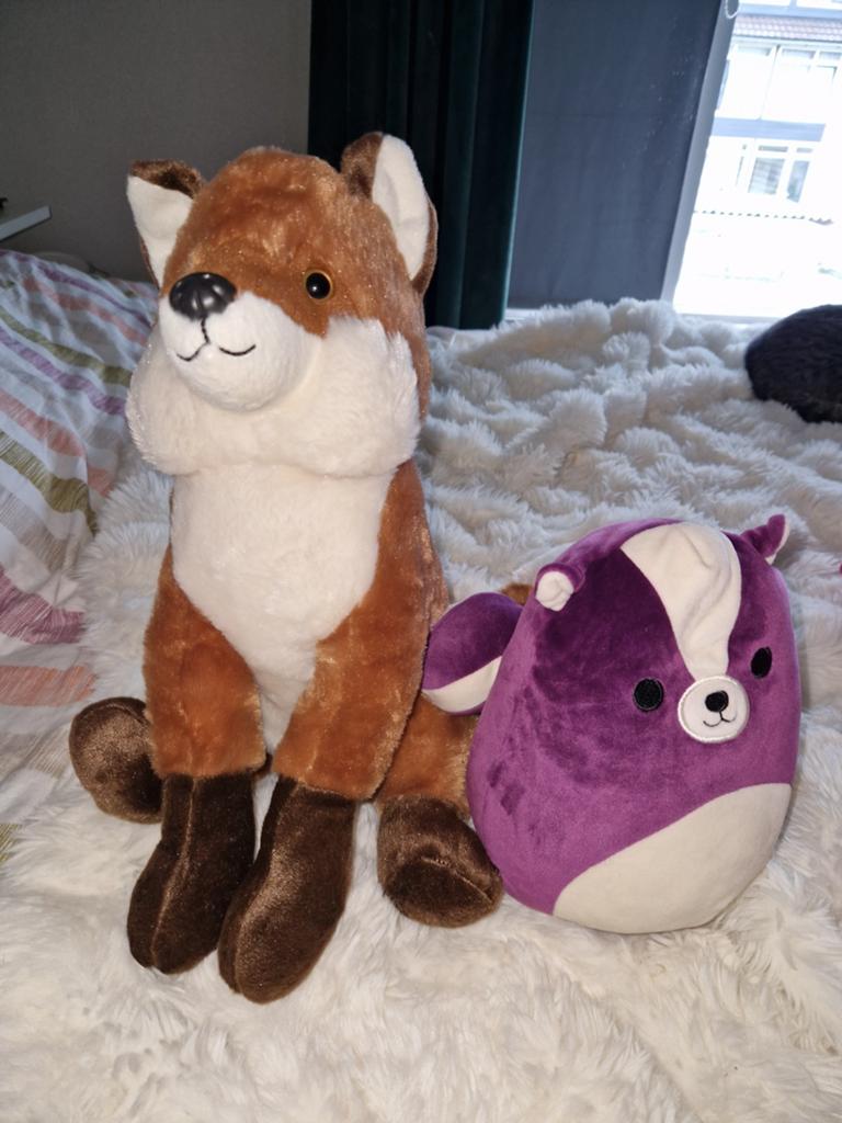 Knuffels, rieten mand en roze kussens., Ophalen, Overige typen