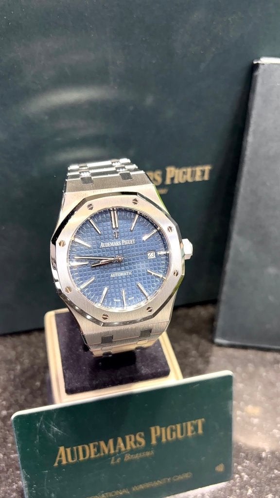 Audemars piguet royal oak 41mm blue dial ref :15400ST, Overige merken, Staal, Staal, Polshorloge