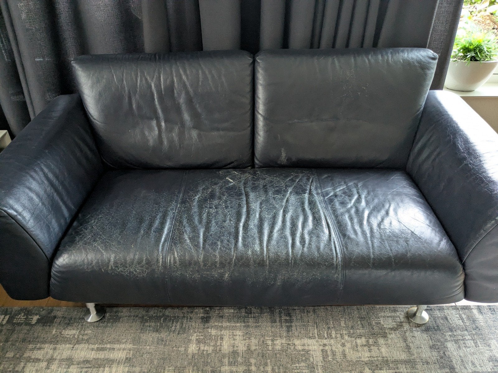 Rolf Benz 2 zitter., Ophalen, Gebruikt, 150 tot 200 cm, Leer