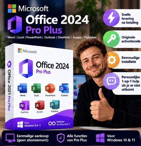 Microsoft Office 2024 Pro Plus  | Persoonlijke Hulp, Verzenden, Nieuw, Access, Windows