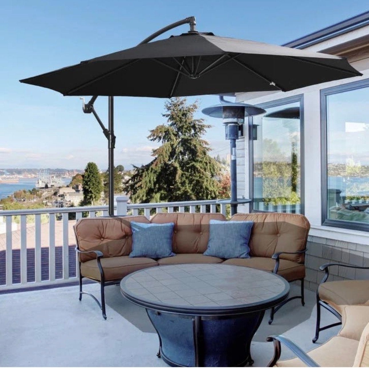 Zweefparasol Zwart 3m - Kantelbaar & Verstelbaar NIEUW, Tuin en Terras, Parasols, Kantelbaar, Nieuw, Zweefparasol, 2 tot 3 meter