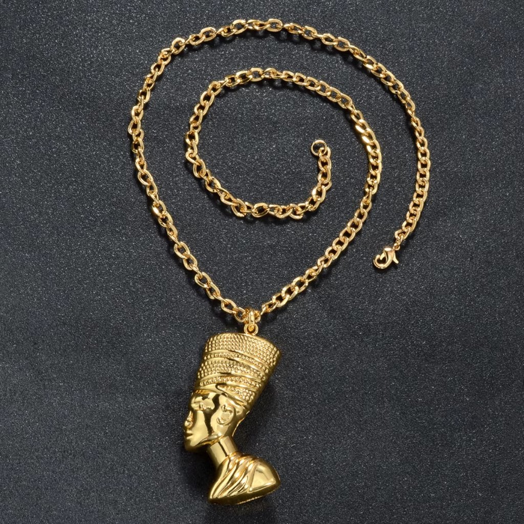Egyptische Nefertiti Goudkleurige Ketting, Verzenden, Nieuw, Goud, Overige materialen