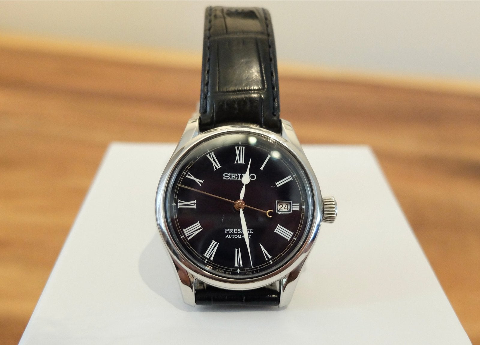 Seiko Presage Blue Enamel Limited Edition SPB069J1 0620/1500, Ophalen, Seiko, Leer, Staal