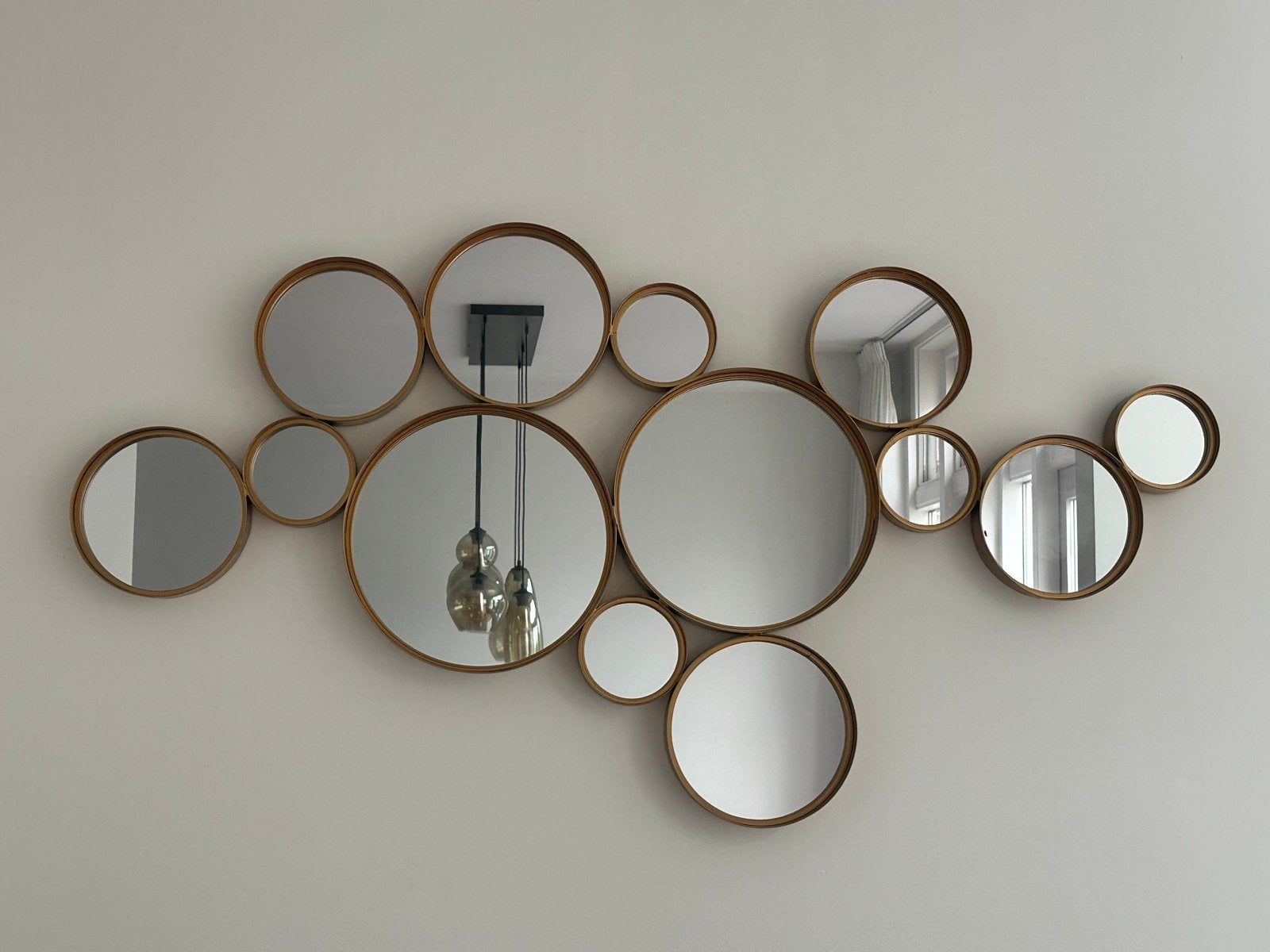 Light & Living Spiegel CIELO cirkels mat goud 127 cm, Ophalen, Rond, Zo goed als nieuw, 75 tot 100 cm