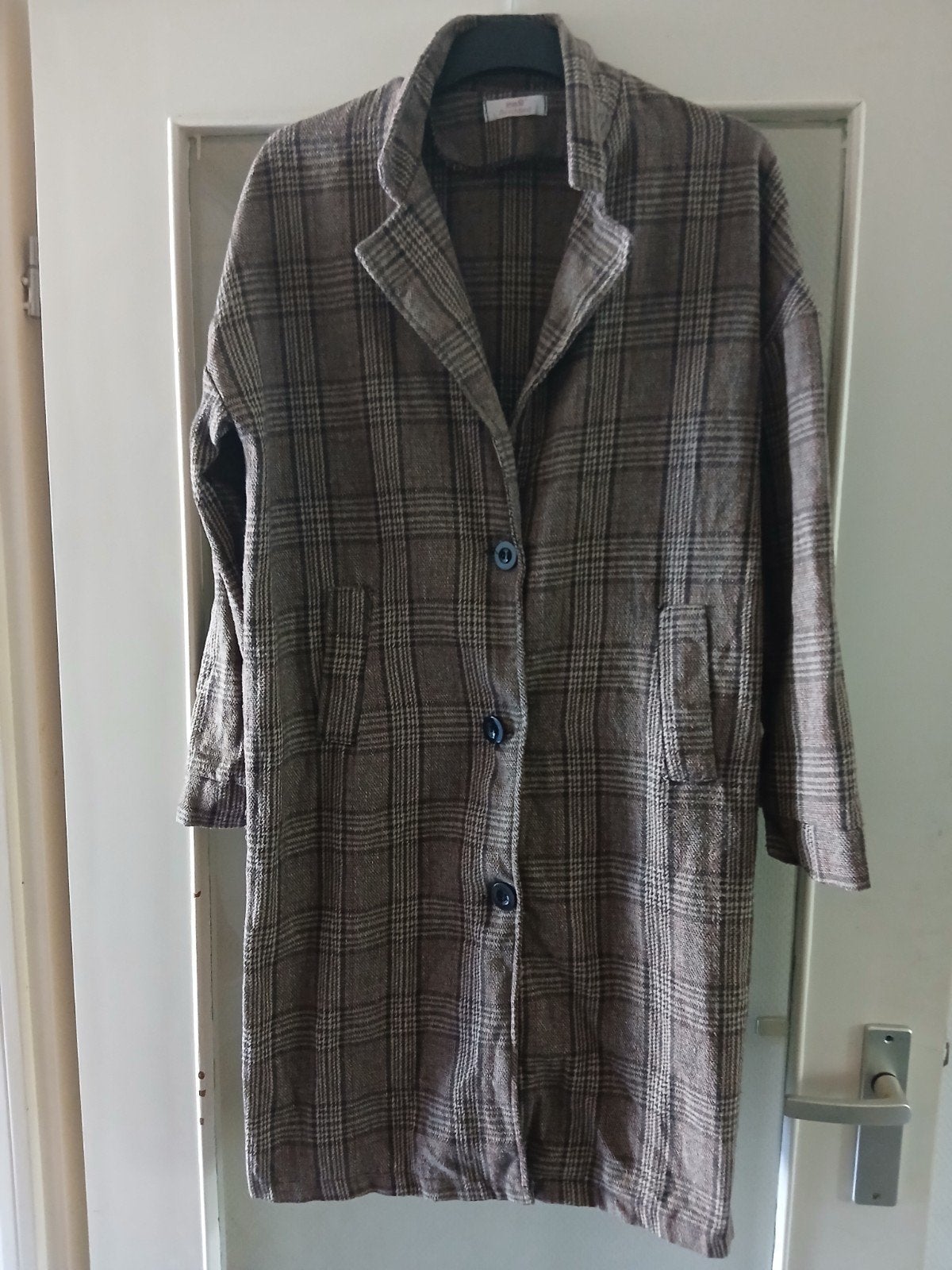 Geruite lange jas/blouse - Jiaochunxi, Maat 38/40 (M), Bruin, Ophalen of Verzenden, Zo goed als nieuw