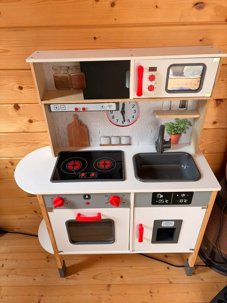 Houten Speelkeuken met Oven, Magnetron en Koelkast, Ophalen, Gebruikt, Hout, Speelkeuken