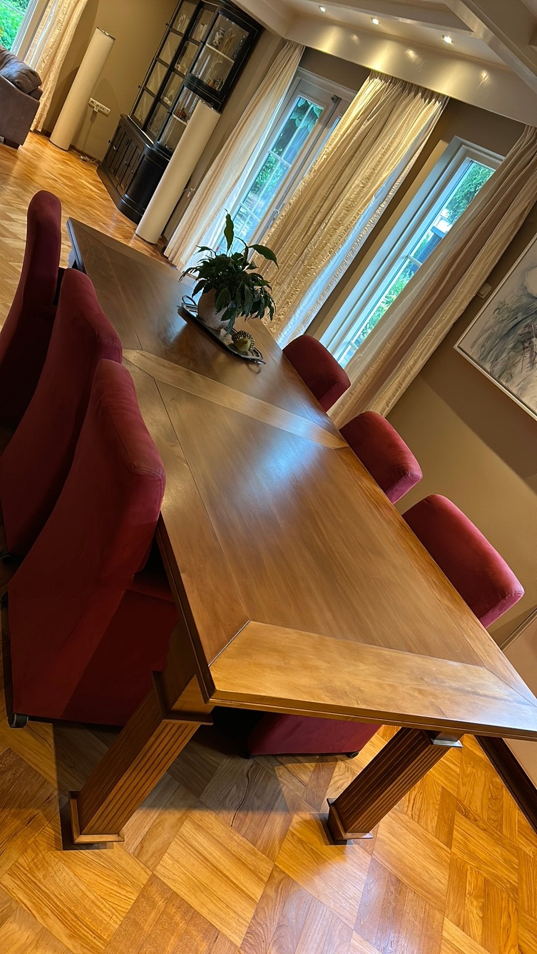Prachtige houten tafel met 6 stoelen, Ophalen, Zo goed als nieuw, 4 tot 6 stoelen