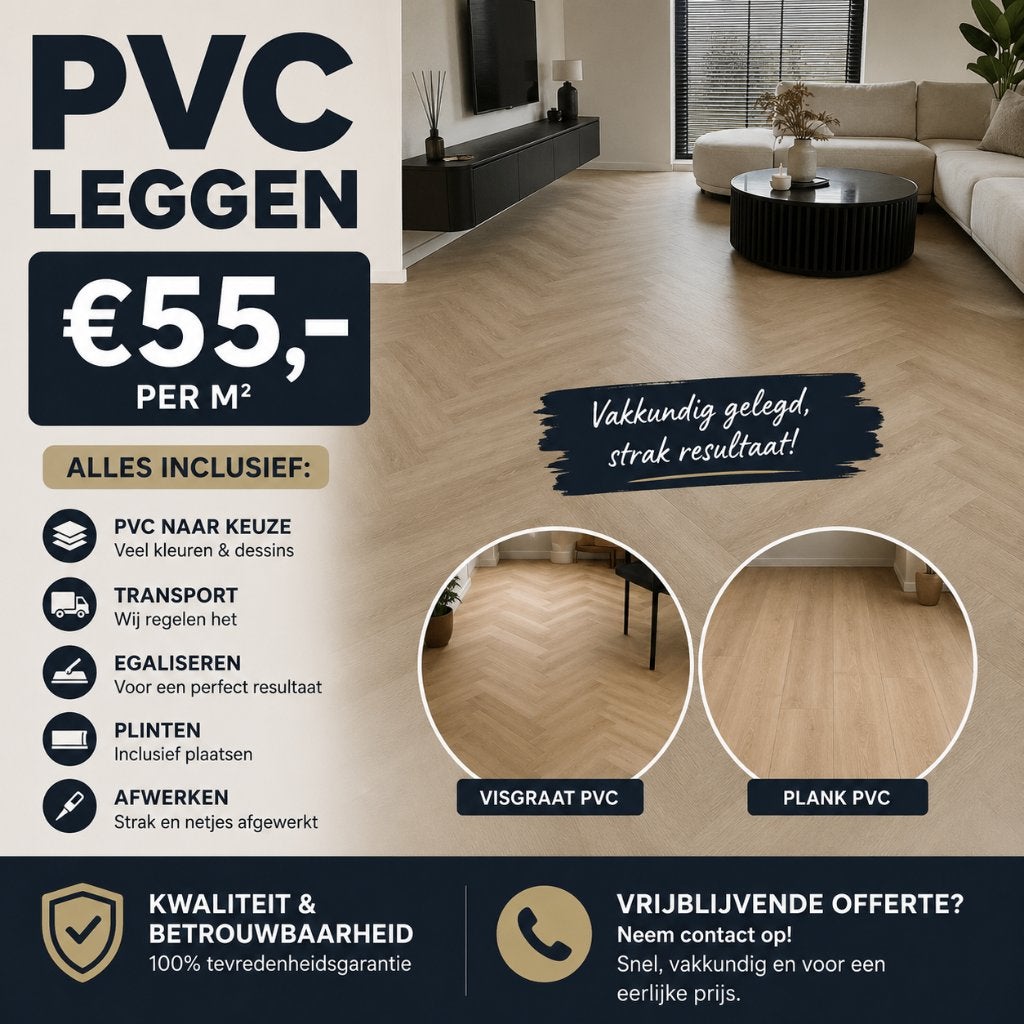 PVC Vloer - PVC Floor - Klik - Plak - Click - Dryback, Overige typen, Nieuw, Ophalen of Verzenden, 5 tot 10 m²