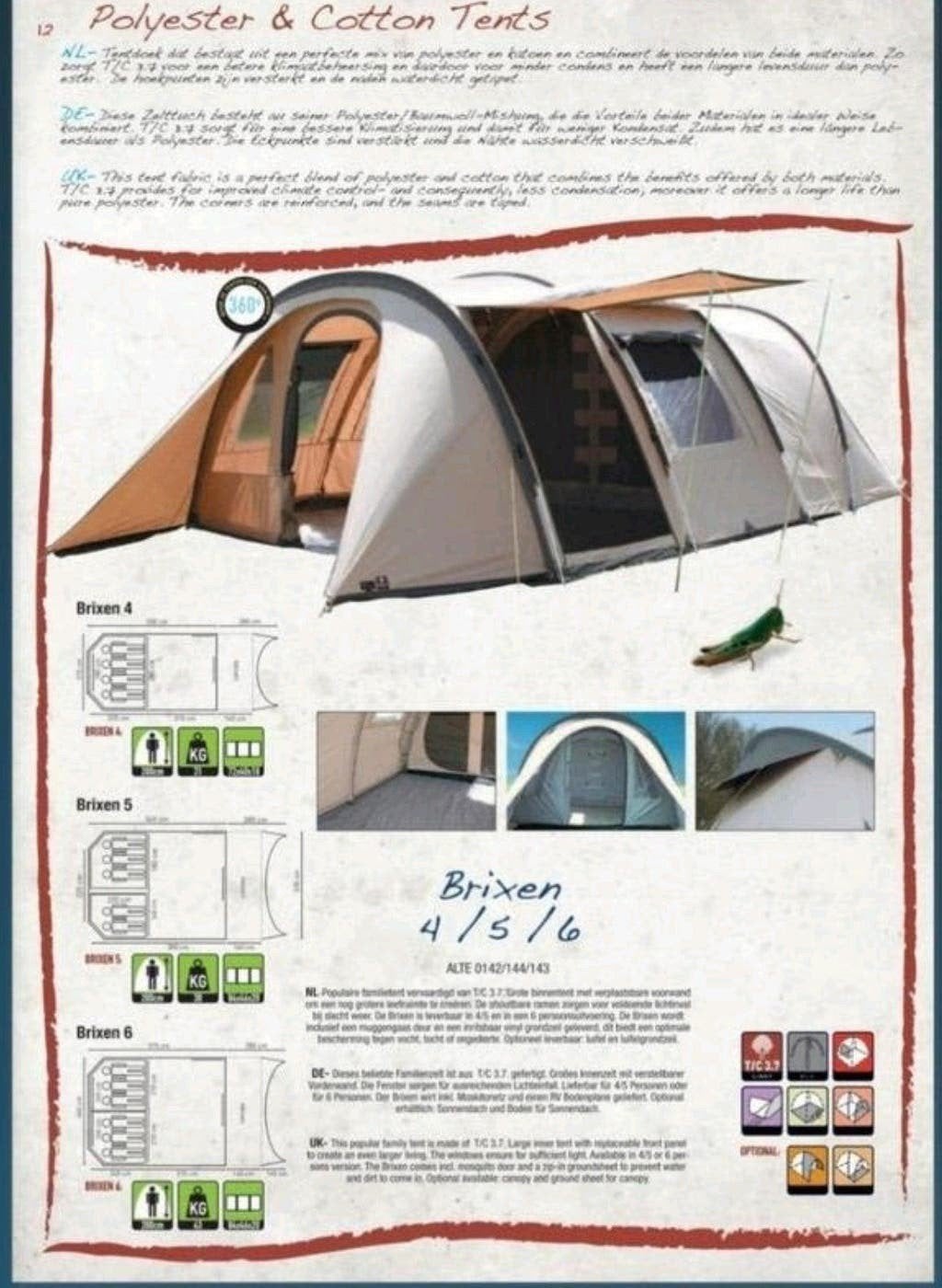 Brixen 6 Rode Variant Tent - Ruime Gezinstent, Caravans en Kamperen, Tenten, Ophalen, Gebruikt, Tot en met 6