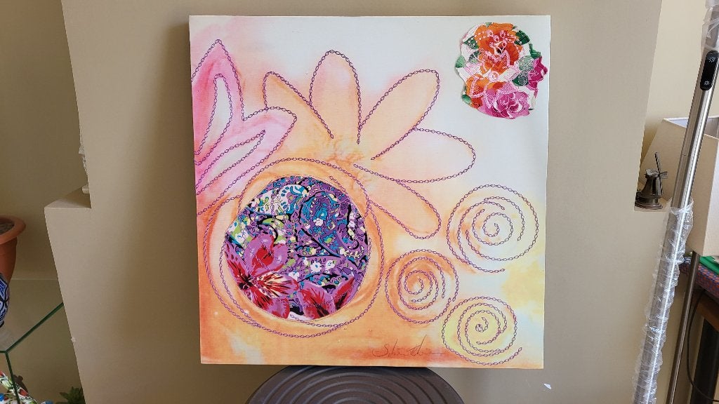 Collage schilderij * handwerk, Ophalen, Schilderij, Meerkleurig, Zo goed als nieuw