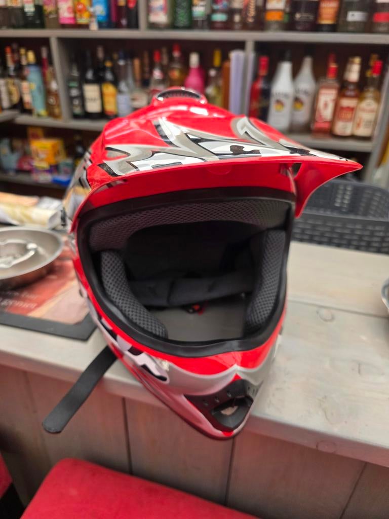 Kinder Quad Helm - Maat XL - Rood/Zilver, Motoren, Kleding | Motorhelmen, Kinderen, Offroadhelm, XL, Overige merken, Tweedehands