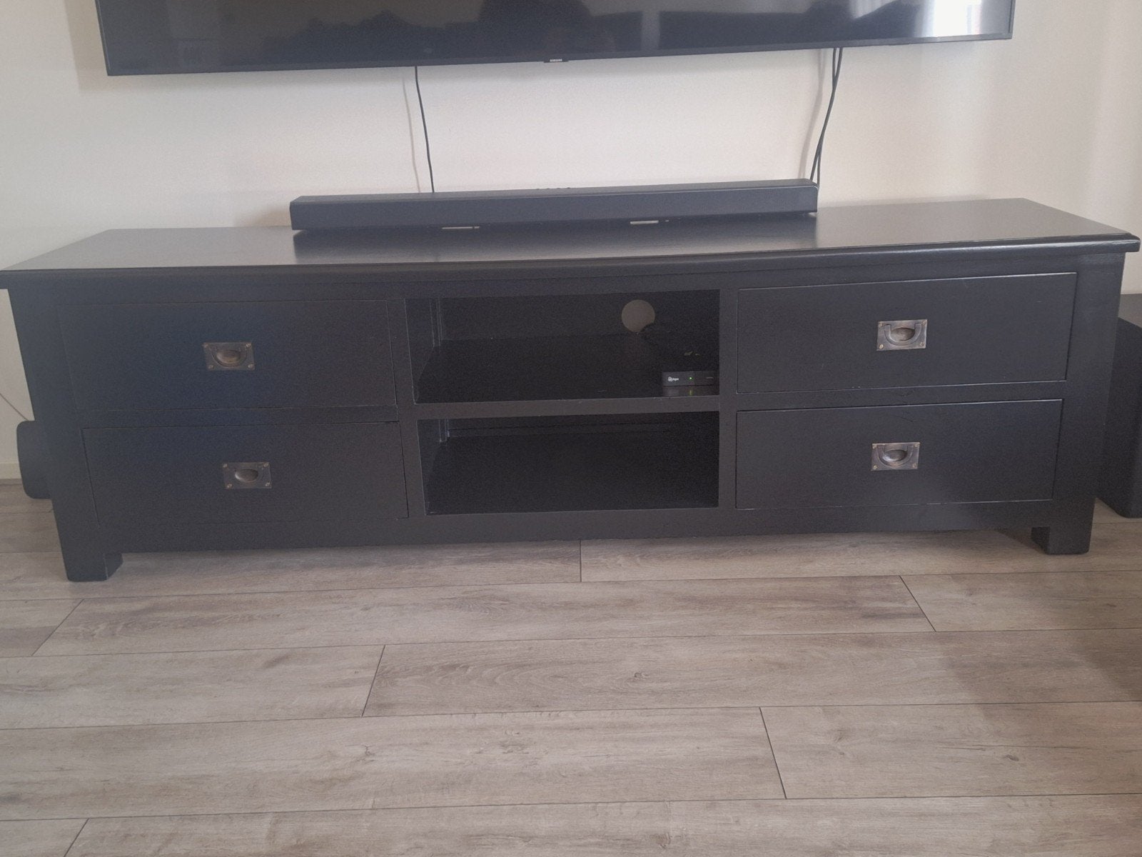 TV meubel mat zwart, Ophalen, 150 tot 200 cm, Zo goed als nieuw, Minder dan 100 cm