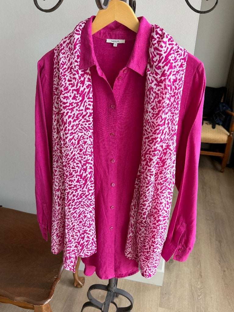 Sandwich. Met sjaal. Blouse/tuniek. Maat 40., Maat 38/40 (M), Ophalen of Verzenden, Zo goed als nieuw, Roze