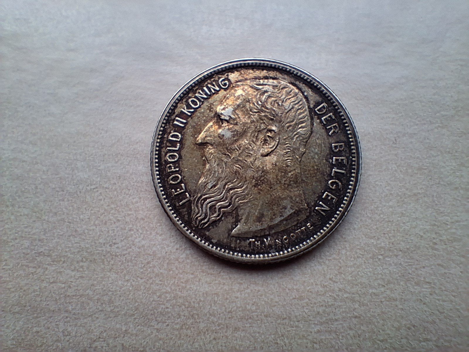 Schaarse 2 Frank 1904 Leopold II (.835 zilver), Zilver, Ophalen of Verzenden, Losse munt, Zilver
