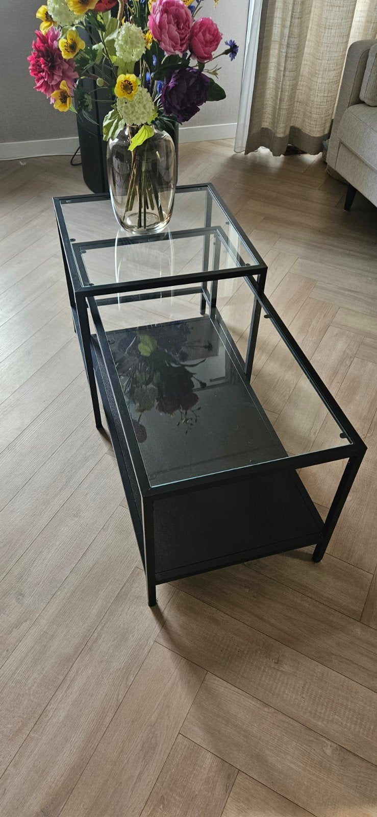 IKEA VITTSJÖ salontafel / bijzettafel - goede staat, Huis en Inrichting, Ophalen, Gebruikt, Rechthoekig, Glas