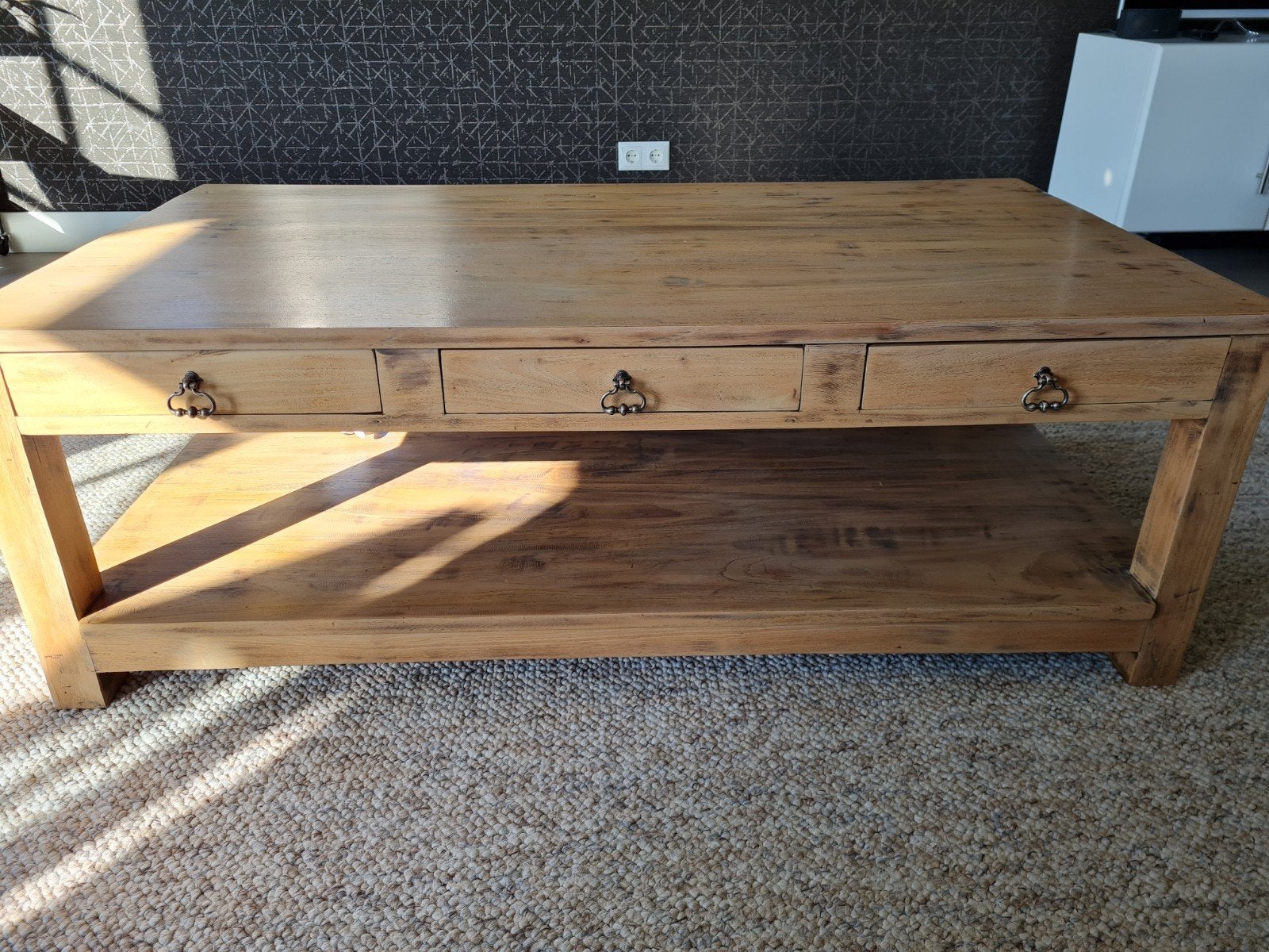 Hele mooie Teakhouten salontafel, Huis en Inrichting, Tafels | Salontafels, Ophalen, 100 tot 150 cm, 50 tot 100 cm, Zo goed als nieuw