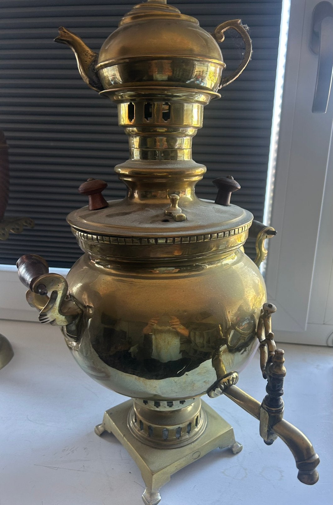 Prachtige Antieke koperen Samovaar met Theepot - Blikvanger!, Antiek en Kunst, Ophalen, Koper