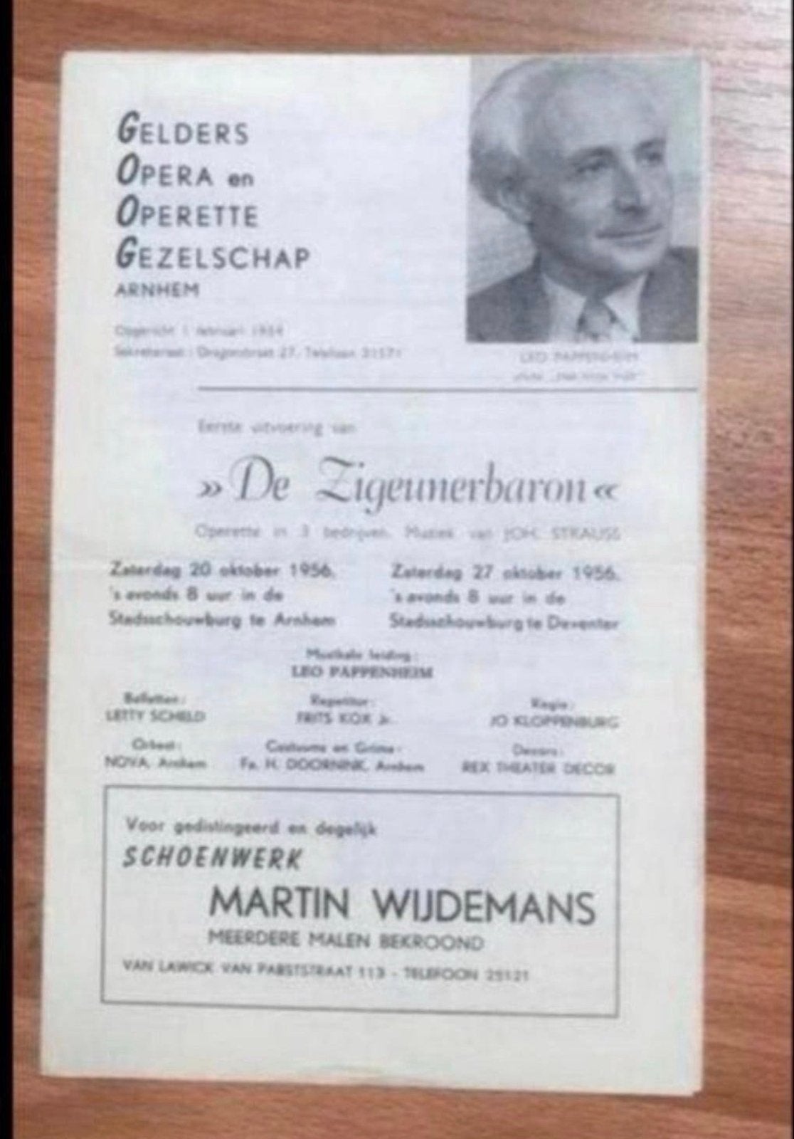 De Zigeunerbaron Programma Boekje 1956, Ophalen of Verzenden, 1940 tot 1960, Nederland, Tijdschrift