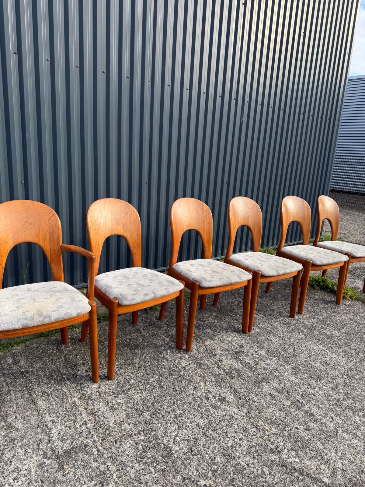 6 x koefoed vintage eetkamerstoelen teak stoelen deens, Ophalen, Gebruikt, C, X