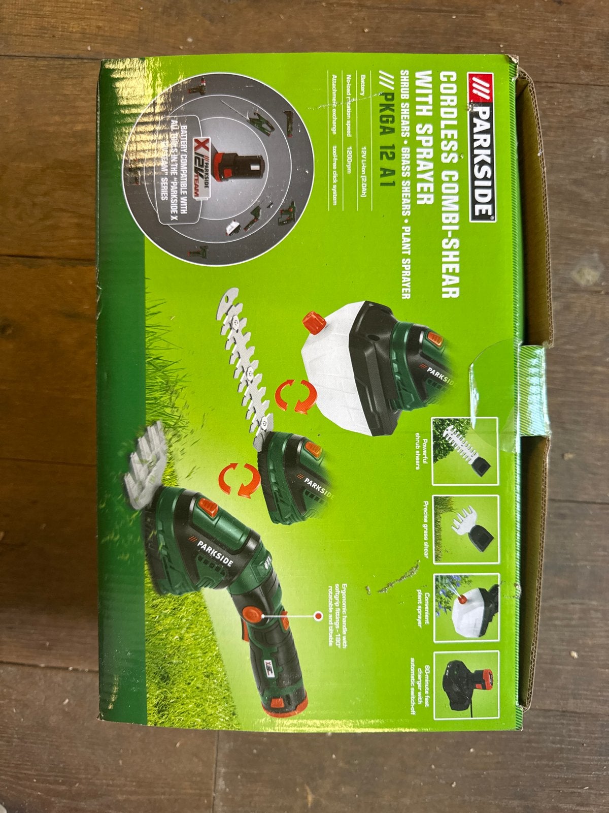 Parkside Accu Combi-Schaar met Sproeier PKGA 12 A1, Ophalen, Cirkelmaaier, Minder dan 30 cm, Accu-grasmaaier