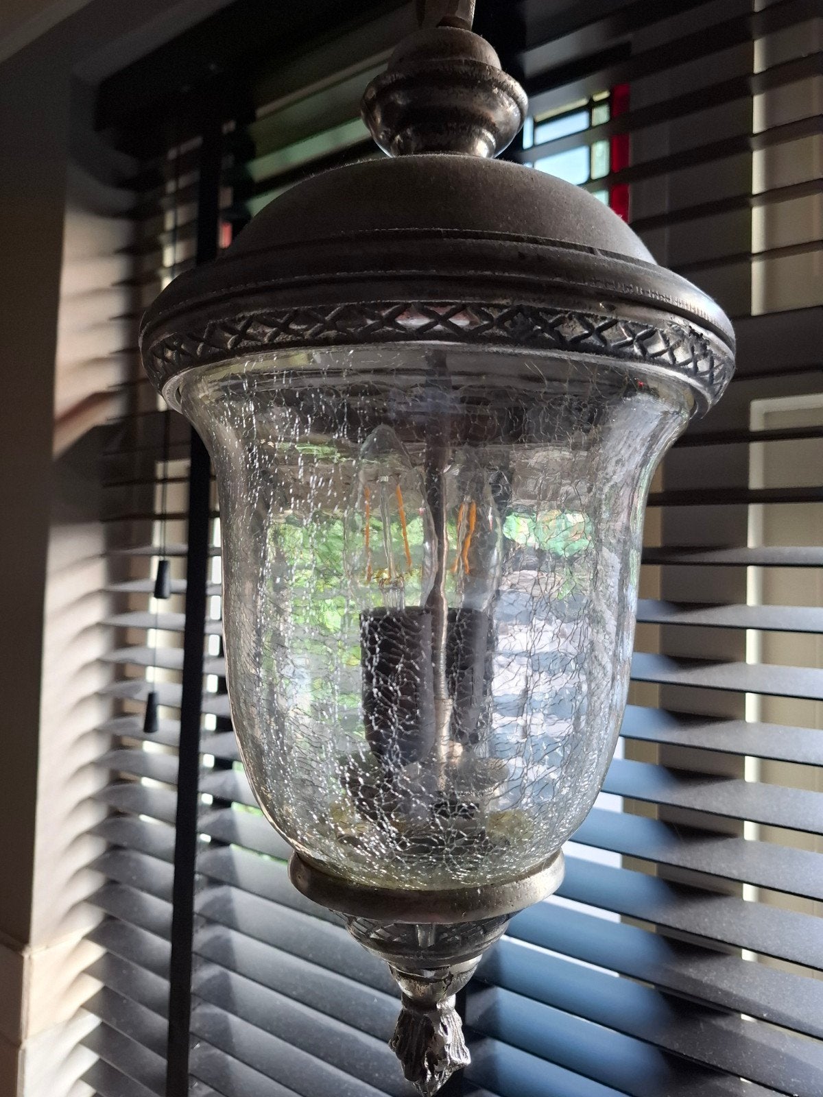 Hanglamp met craquelé glas, Ophalen, Zo goed als nieuw, Glas, E14 (klein)