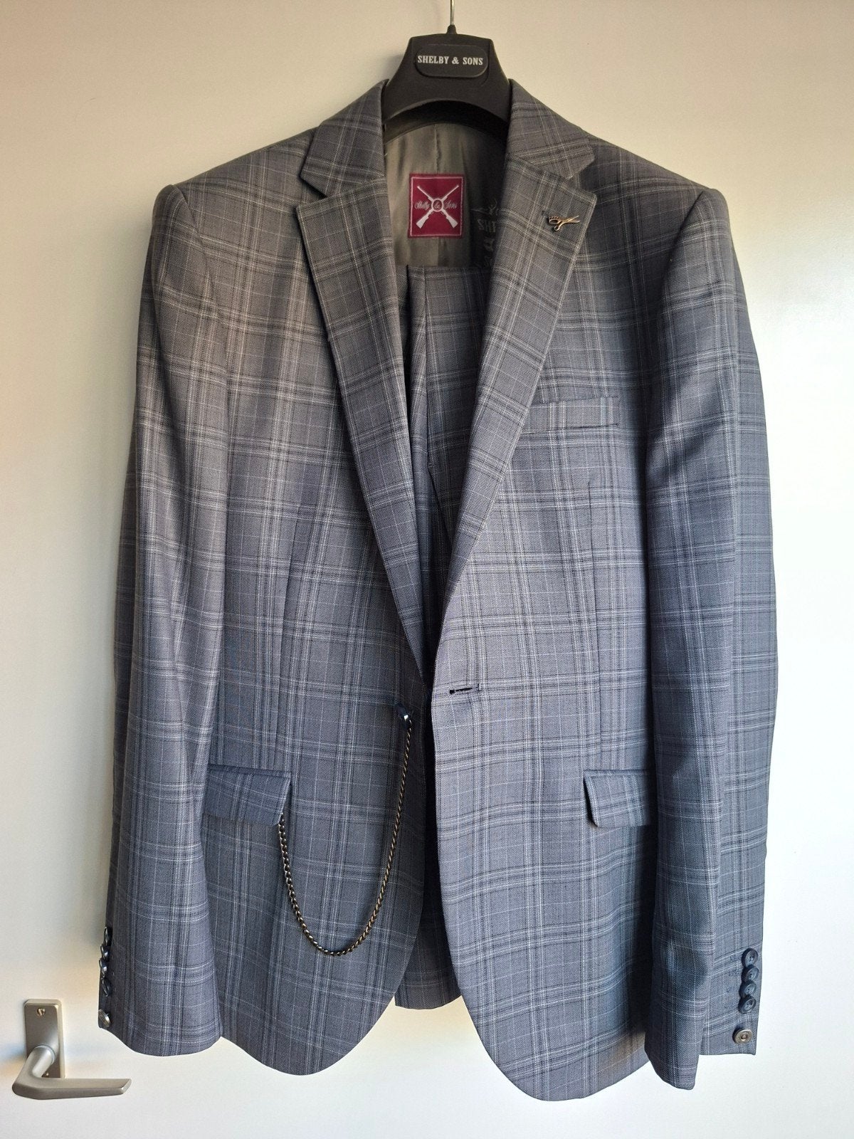 Shelby & Sons Hamel 2P Pak - Grijs geruit - Maat 34R, Shelby & Sons, Overige maten, Ophalen of Verzenden, Zo goed als nieuw